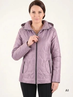Lawendowa kurtka pikowana przejściowa z kapturem – taliowany krój dla wysmuklenia figury 37524