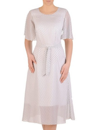 Sukienka z szyfonu, zwiewna kreacja w groszki 20632.
