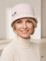 Elegancki kapelusz damski zimowy cloche – z wywiniętym rondem i regulacją obwodu 42439