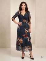 Elegancka czarna sukienka rozkloszowana maxi w kwiaty – wygodna gumka w pasie akcentująca talię 37082