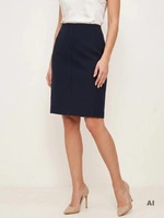 Elegancka granatowa spódnica midi o prostym kroju – stylowy model na jesień i zimę z podszewką 29148