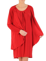 Czerwona sukienka z luźną narzutką 32772