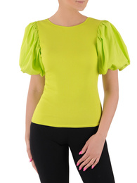 Zielona bluzka damska z bufiastymi rękawami 38166