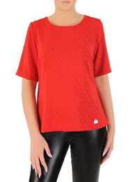 Czerwona bluzka damska z wytłaczanej tkaniny 33453