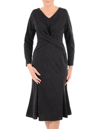 Czarna sukienka z ozdobną zakładką pod biustem 37155