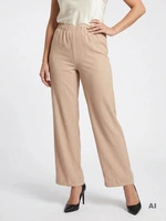 Eleganckie beżowe spodnie z wysokim stanem na lato – komfortowy fason z prostą nogawką dla sylwetki plus size 40143
