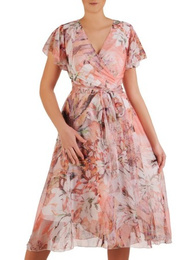 Sukienka kopertowa, zwiewna kreacja z szyfonu 25530