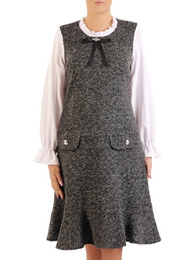 Oryginalna sukienka damska z szyfonowymi rękawami i ozdobnym dekoltem 34031