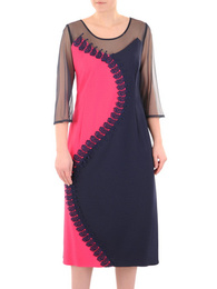 Kontrastowa sukienka z modną aplikacją 35104