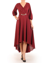 Asymetryczna sukienka z szyfonu z ozdobą w pasie 30902
