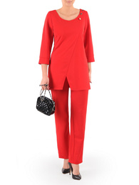 Elegancki, czerwony komplet spodnie z tuniką 37269