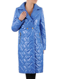 Stylowy niebieski płaszcz ze złotymi zamkami 36089