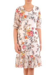 Dzianinowa sukienka z szyfonowymi rękawkami i plisami 29926