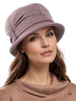 Wrzosowy kapelusz damski cloche – elegancki ocieplany model z cyrkoniami i regulacją obwodu na zimę 40513