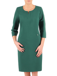 Zielona sukienka z modnym dekoltem, nowoczesna kreacja wizytowa 37328