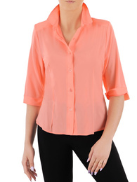 Koszula damska, pomarańczowa zapinana na guziki 37793