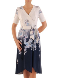 Sukienka kopertowa, elegancka kreacja w kwiaty 26427