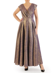 Wieczorowa, fioletowa sukienka z kopertowym dekoltem 34928