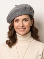 Elegancki beret wełniany w stylu francuskim – ponadczasowy model z antenką na chłodne dni 40870