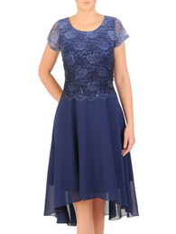 Sukienka z koronkowym topem i asymetryczną, szyfonową spódnicą 30622