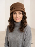 Elegancki kapelusz damski zimowy cloche – ocieplana podszewka z krótkim rondem 42444