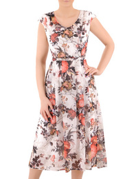 Sukienka z szyfonu, zwiewna kreacja w kwiaty 35982